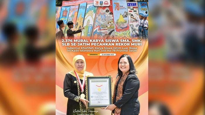 2.376 Mural Karya Siswa SMA, SMK, SLB se-Jatim Pecahkan Rekor MURI, Gubernur Khofifah: Kado Istimewa