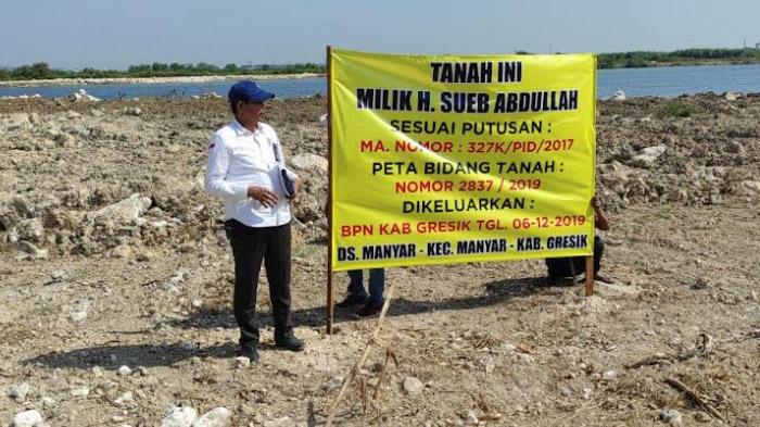 Hindari Pengurukan Ilegal di KEK JIPE, Pemilik Tambak di Gresik Pasang Pengumuman