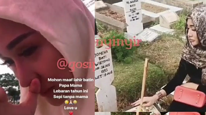 Lucinta Luna Nangis Saat Ziarah ke Makam Ibunya, Tapi Netizen Salah Fokus: Kuburannya Kok Beda?