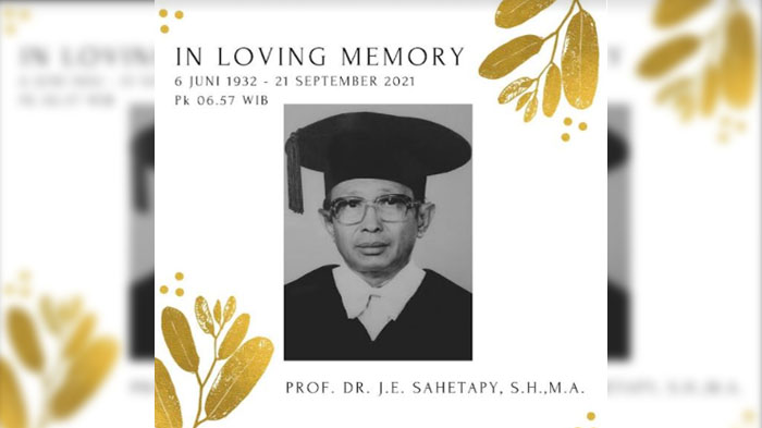 Pakar Hukum Universitas Airlangga Prof JE Sahetapy Tutup Usia