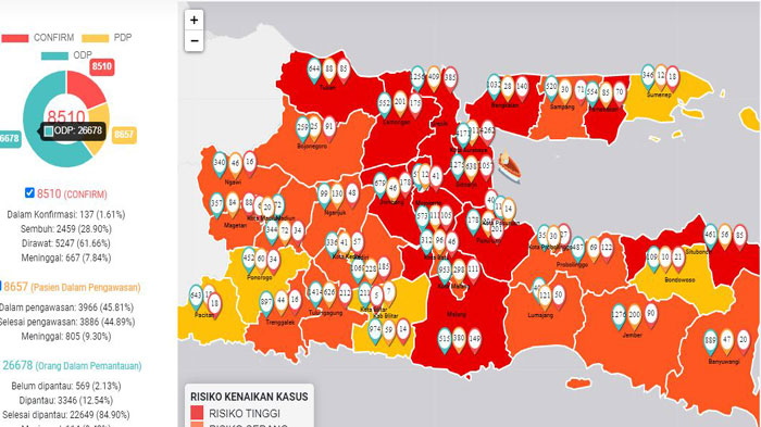 Update Virus Corona di Surabaya dan Jatim 18 Juni 2020: Pasien Positif COVID-19 4262, Sembuh Naik 45