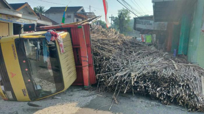 Kucing Nyelonong di Bawah Truk, Muatan Tebu 25 Ton Seketika Tumpah di Jalan Blitar-Malang