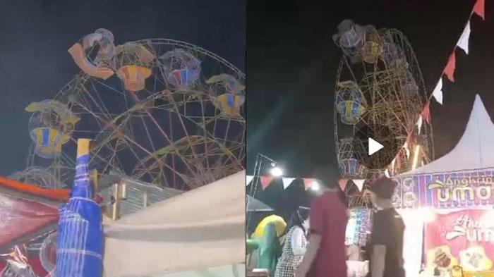 BREAKING NEWS Rantai Wahana Bianglala di Pasar Malam Pamekasan Putus, Pengunjung Histeris