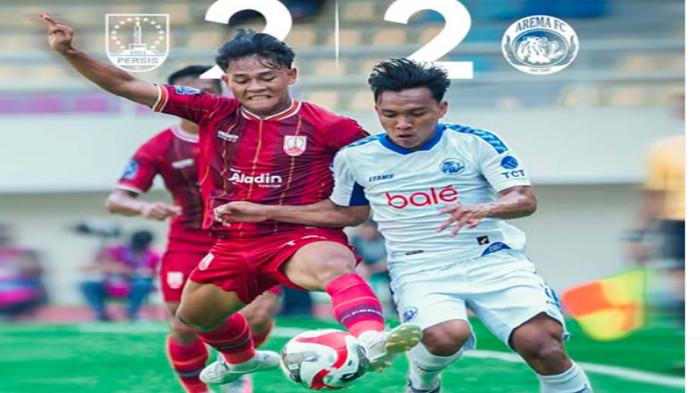 IMBANG - Hasil skor akhir Persis Solo Vs Arema FC adalah 2-2 dalam laga Pekan 7 kompetisi Super League 2025-2026 di stadion Manahan Solo pada Minggu (28/9/2025).