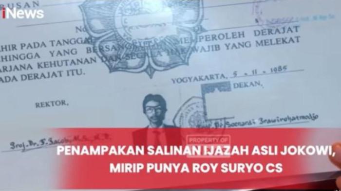 SALINAN IJAZAH JOKOWI - Penampakan salinan ijazah Presiden ke-7 RI, Joko Widodo (Jokowi) dari Komisi Pemilihan Umum (KPU). Salinan ini diklaim diperoleh oleh pengamat kebijakan publik, Bonatua Silalahi, setelah memintanya ke KPU. Sementara, ketika dibandingkan dengan foto ijazah Jokowi yang beredar, tampak tidak ada perbedaan.