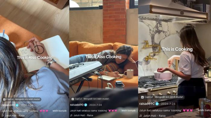 POSTINGAN RAISA VIRAL - Postingan lawan penyanyi Raisa Andriana memasak (KANAN) viral lagi dikaitkan dengan Sabrina Alatas dibagikan pada  24 Juli 2024 silam melalui TikTok.