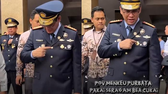 PURBAYA DI HUT DJBC -  Menteri Keuangan Purbaya Yudhi Sadewa (KANAN) tampil mengenakan seragam dinas lengkap Direktorat Jenderal Bea dan Cukai dengan atribut kehormatan, menyampaikan amanat di upacara peringatan Hari Ulang Tahun (HUT) ke-79 Direktorat Jenderal Bea dan Cukai di Lapangan Kantor Pusat DJBC, Jakarta, Senin (13/10). Tampak keseluruhan penampilan Purbaya bak jenderal bintang empat.