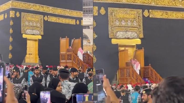 Viral Momen Langka Pintu Kakbah Dibuka, Jemaah Indonesia Beruntung Lihat Isinya Spontan Baca Takbir