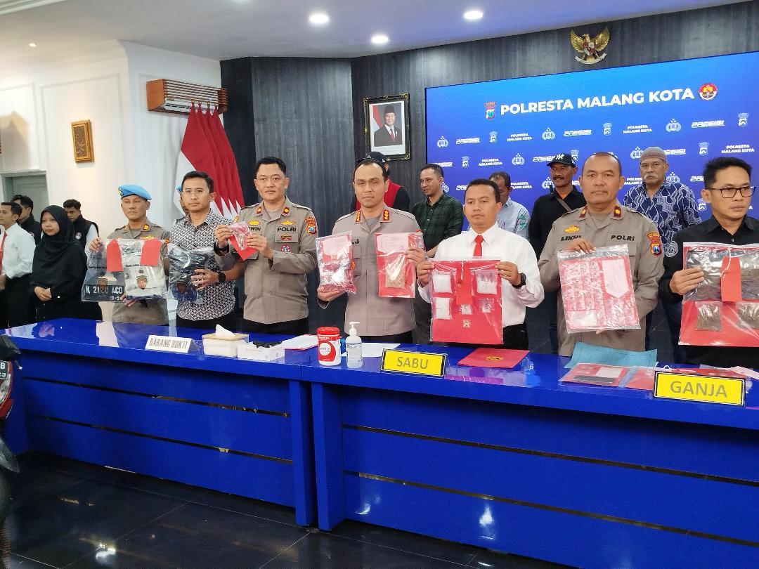 Sita Sabu-sabu 1,3 Kg dan Ganja 0,5 Kg, Polresta Malang Kota Ungkap 19 Kasus Narkoba