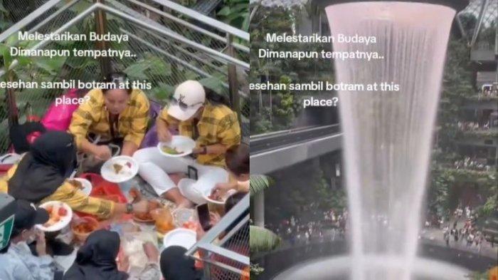Viral Emak-emak Piknik di Bandara Singapura Tuai Sorotan, Santai Bawa Cobek Sambil Nonton Air Terjun
