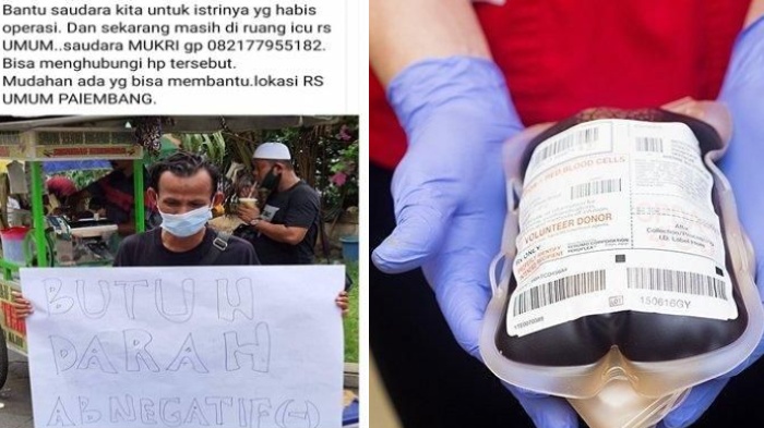 Aksi Pria di Palembang Tersorot, Istri Butuh Darah Suami Menangis Minta Bantuan Sambil Pegang Karton