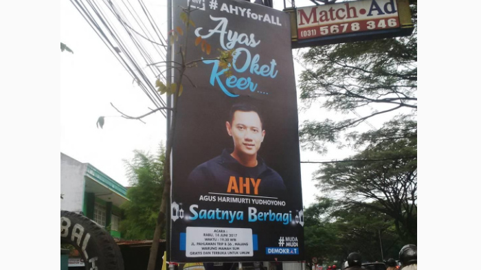 Baliho Putra SBY Bertebaran di Sudut-sudut Kota Malang, Baca Bahasa yang Terpampang!