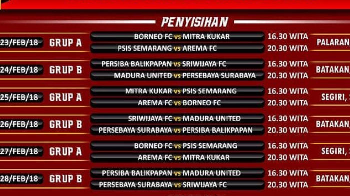 Jadwal Lengkap Piala Gubernur Kaltim 2018, Aremania Wajib Perhatikan Pengganti Bali United!