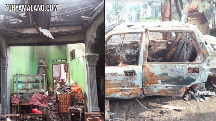 2 Rumah Jadi Arang, Termasuk Sedan dan 3 Motor, Akibat Percikan Api dari Pom Mini di Kediri