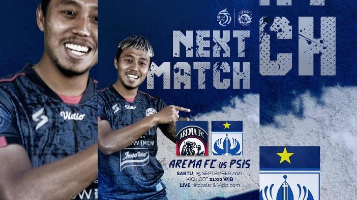 Link Live Streaming Arema FC Vs PSIS Semarang Vidio.com dan Siaran Langsung Indosiar BRI Liga 1 2021