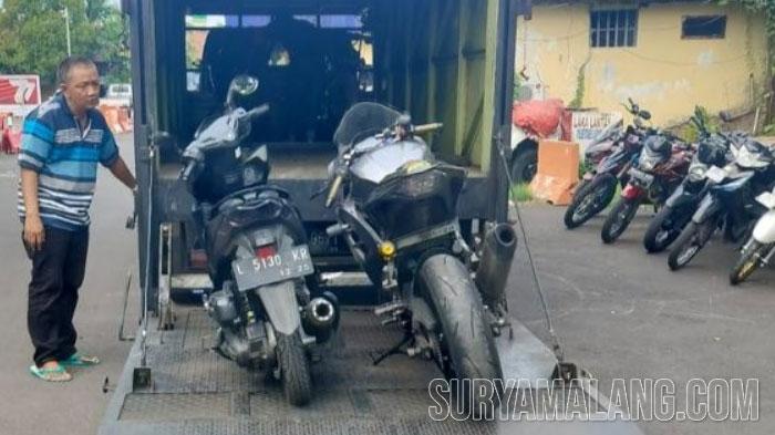 Polisi Panen 184 Motor Knalpot Brong Selama 3 Hari Razia di Surabaya