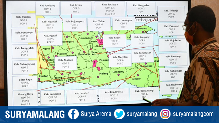Ini Data Sebaran Daerah Terjangkit Corona,  Jatim Darurat Bencana Covid-19