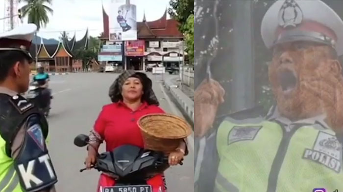 Tilang Sang Ibu yang Tak Pakai Helm, Polisi Ini Dikutuk Jadi Batu, Videonya Bikin Ngakak!