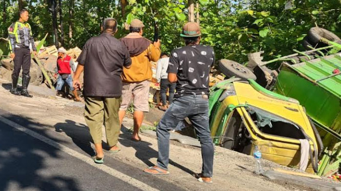 Truk Terguling dan Teperosok ke Jurang Hutan Baluran, Situbondo, Sopir dan Kenek Selamat