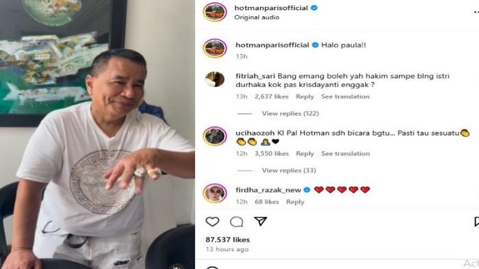Hotman Paris Komentari Putusan Hakim PA Jaksel yang Sebut Paula Verhoeven Selingkuh: Ada Buktinya?