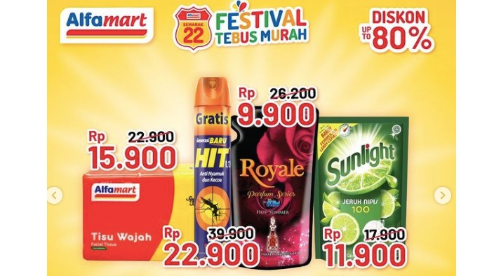 Promo Alfamart Semarak 22 Tahun Tawarkan Diskon Hingga 80 Persen untuk Semua Barang