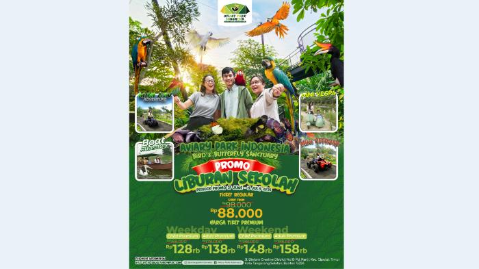 Aviary Park Indonesia Tawarkan Promo Tiket Liburan Sekolah Mulai dari Rp 88.000 hingga 13 Juli 2025