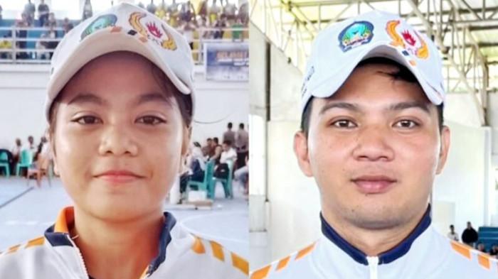 KOMPETISI: Shakila D. Sudji (kiri) dan Arya Saputra Baay (kanan). Atlet karate Halmahera Selatan peraih medali emas dan perak di Porprov Maluku Utara 2026.