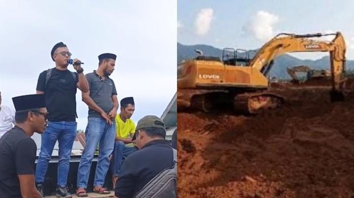TUNTUTAN: Sejumlah tokoh pemuda di Kecamatan Obi, Halmahera Selatan saat menyerukan penolakan terhadap PT Poleko, Senin (23/2/2026).