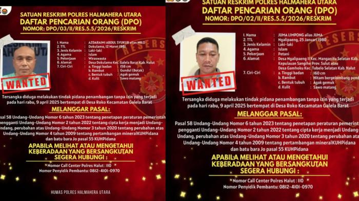 HUKUM: Flyer DPO yang dikeluarkan Satreskrim Polres Halmahera Utara dengan identitas Azdaraimi Abdul Syukur alias Milo dan Juma Limpong alias Juma