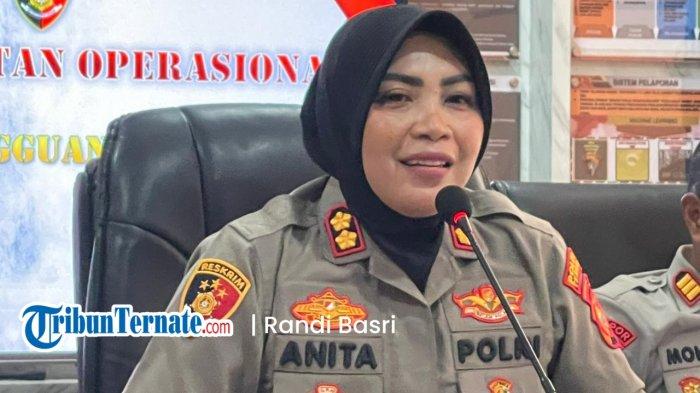HUKUM: Kapolres Ternate AKBP Anita Ratna Yulianto pada konferensi pers soal penanganan kasus sepanjang 2025, Rabu (31/12/2025).