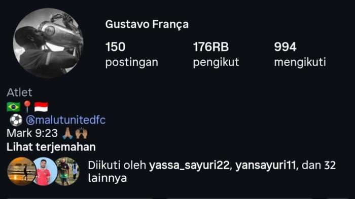KOMPETISI: Instagram bek Malut United Gustavo Franca