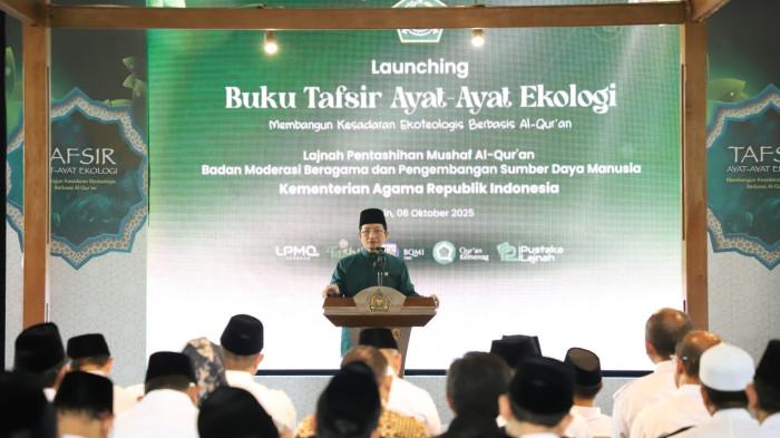 Sambutan Menteri Agama Nasaruddin Umar pada meluncurkan buku terbitan baru Kementerian Agama berjudul Tafsir Ayat-Ayat Ekologi: Membangun Kesadaran Ekoteologis Berbasis Al-Qur’an