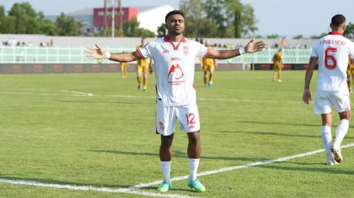 KOMPETISI: Selebrasi gol winger Malut United kle gawang Bhayangkara FC