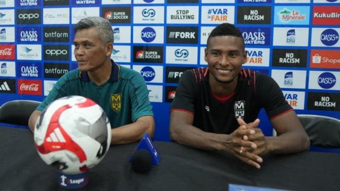 KOMPETISI: Sesi jumpa pers Malut United yang dihadiri coach Hendri Susilo dan Wbeymar Angulo jelang melawan Persijap Jepara pada lanjutan Super League pekan ke 11, Minggu (2/11/2025)