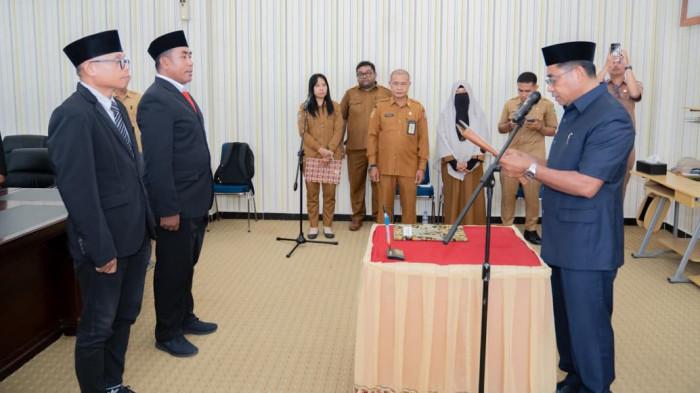 JABATAN: Suasana pelantikan 2 pejabat yang dipimpin langsung Bupati Halmahera Timur Ubaid Yakub, Senin (11/5/2026)