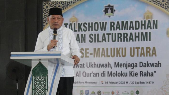 EVENT: Sambutan Wakil Gubernur Maluku Utara Sarbin Sehe setelah membuka Talkshow Ramadhan dan Silaturahmi Da'i se Maluku Utara, Minggu (8/2/2026) di Masjid Raya Al-Munawwar Ternate