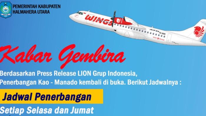 TRANSPORTASI: Flayr. Wings Air kembali layani rute Manado - Kao, Halmahera Utara