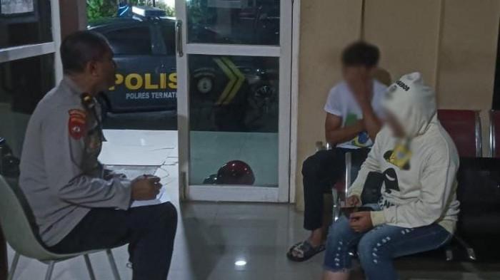 HUKUM: SH alias Haris (32) dan MP alias Mala (28) saat memberikan keterangan di Polres Ternate, Rabu (10/12/2025)