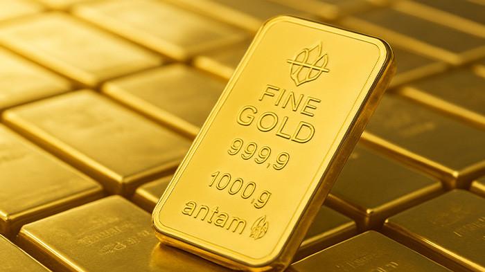 HARGA EMAS - Gambar hasil rekayasa artificial inteligence (Ai) menujukkan ilustrasi emas batangan Antam. Foto diunduh dari ChatGPT.com, Senin (29/9/2025). 