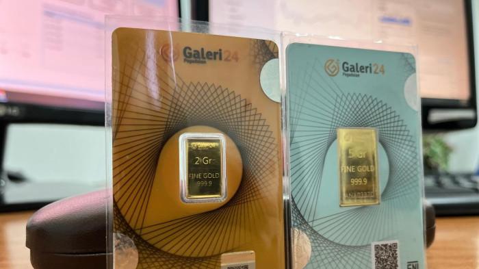 HARGA EMAS - Foto emas batangan cetakan Galeri 24 ukuran 2gram dan 5gram. Diunggah pada Kamis (26/2/2026).