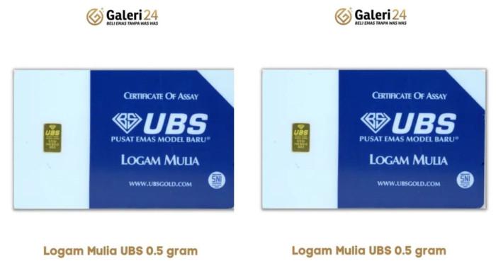 HARGA EMAS - Foto emas batangan UBS ukuran 0,5gram. Foto diunduh dari etalase Galeri 24, Jumat (5/12/2025).
