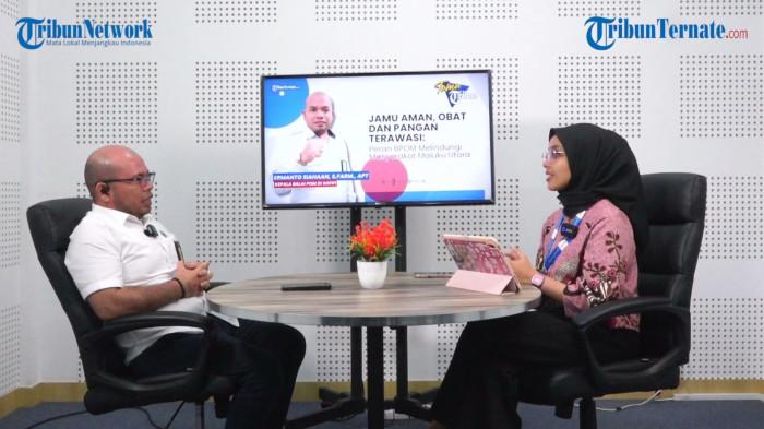 JAMU - Kepala BPOM di Sofifi Ermanto Siahaan saat mengisi podcast Tamu Tribun bertajuk 