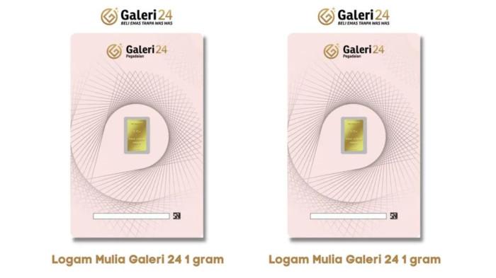 HARGA EMAS - Foto emas batangan ukuran 0,5gram di etalase Galeri 24. Foto diunduh pada Selasa (16/12/2025).