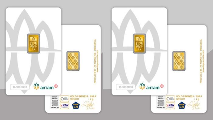 HARGA EMAS ANTAM - Foto emas batangan Antam 2gram dari etalase Logam Mulia. Diunduh dari logammulia.com, Rabu (11/2/2026).