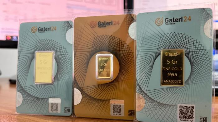 HARGA EMAS - Foto emas batangan cetakan Galeri 24 ukuran 2gram dan 5gram. Diambil pada Selasa, (3/2/2026).