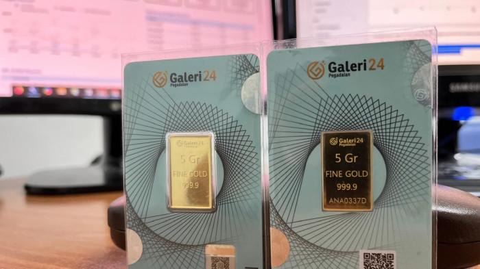 HARGA EMAS - Foto emas batangan cetakan Galeri 24 ukuran 5gram. Diunggah pada Rabu, (18/2/2026).