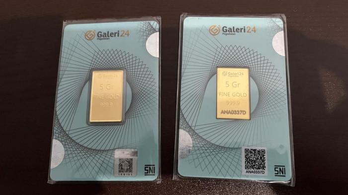 HARGA EMAS - Foto emas batangan cetakan Galeri 24 ukuran 5gram. Diambil pada Selasa, (3/2/2026).