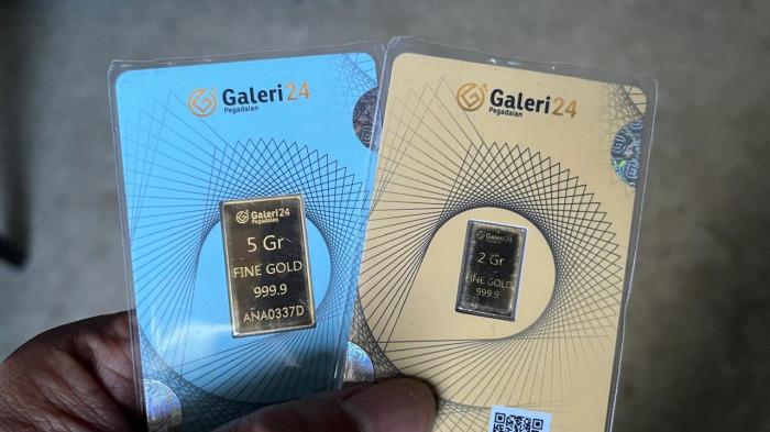 HARGA EMAS - Foto emas batangan cetakan Galeri 24 ukuran 5gram dan 2gram.
