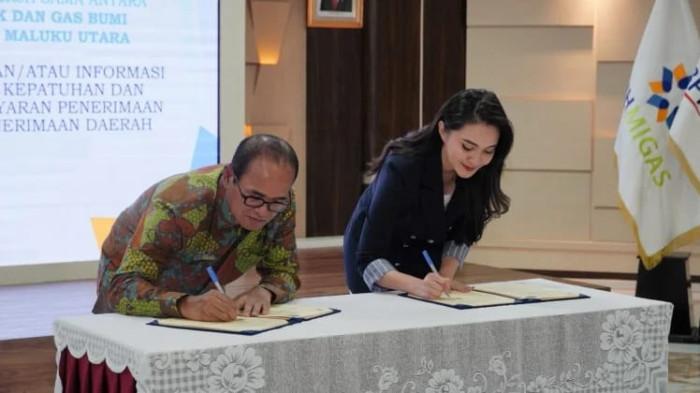 KERJA SAMA - Penandatanganan Perjanjian Kerja Sama oleh Kepala BPH Migas Wahyudi Anas dan Gubernur Maluku Utara Sherly Laos di Jakarta, Kamis 21 Mei 2026.