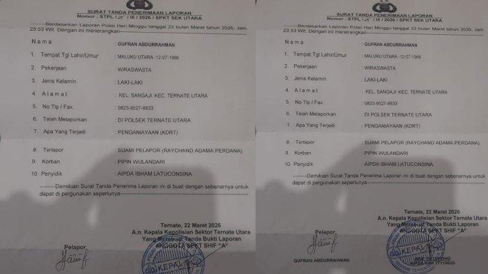 KDRT - Laporan polisi yang dilayangkan ayah korban.